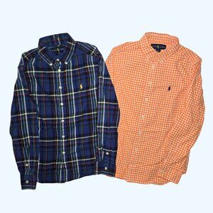 Ralph Lauren Lot of 2 Medium 10-12 Shirt Button Down Long Sleeve Plaid Check